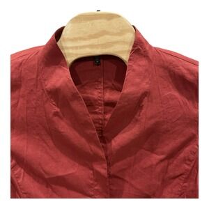 Eileen Fisher Women's XL Linen Viscose Red Stretch Zip Up‎ Jacket V-Neck